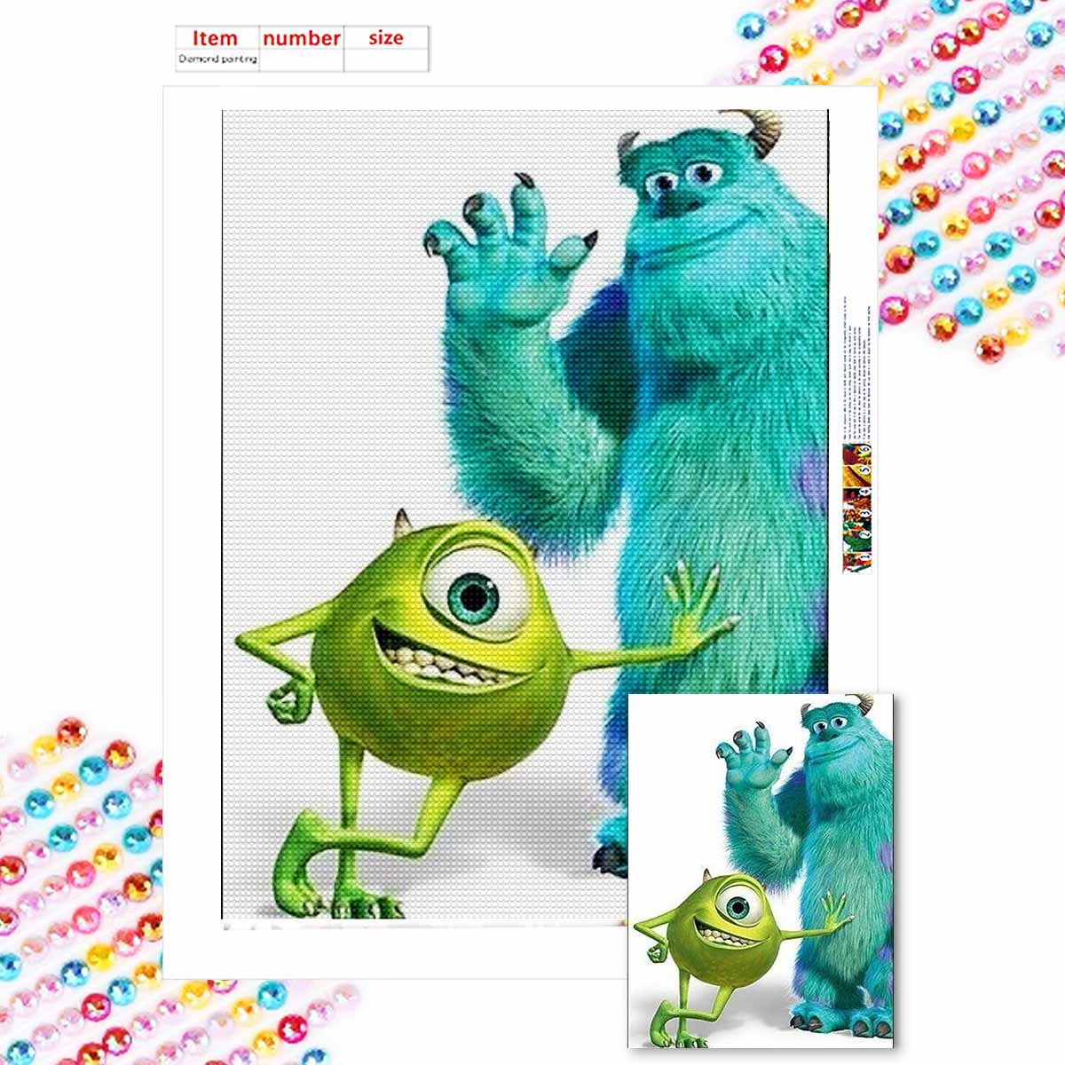 

5D Алмазная вышивка своими руками Большеглазый мальчик и зеленый медведь Полная выкладка Стразы Мозаика Вышивка Изделия ручной работы Домашний декор Подарок Round 20x30cm