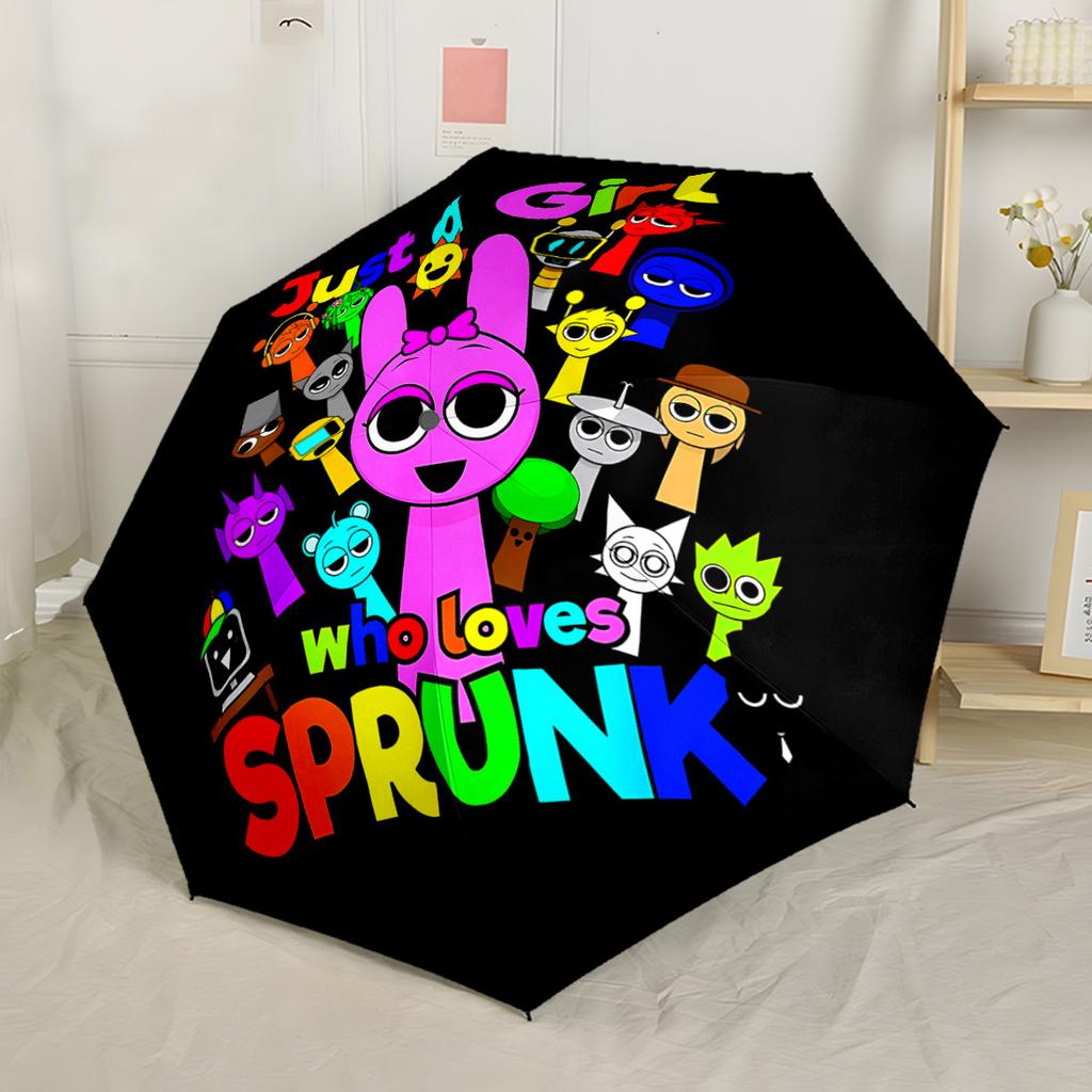 Girl Loves Sprunk. Portable Automatic Umbrella Folding Umbrella with 8 Ribs Durable Plastic & Iron Travel Essential Elegant Umbrella