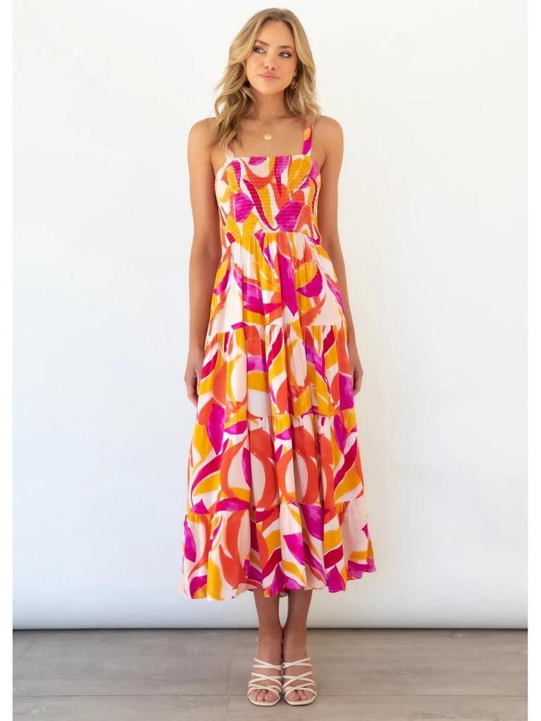 French High-End 2026 Spring/Summer Women's Sexy Printed Spaghetti Strap Dress