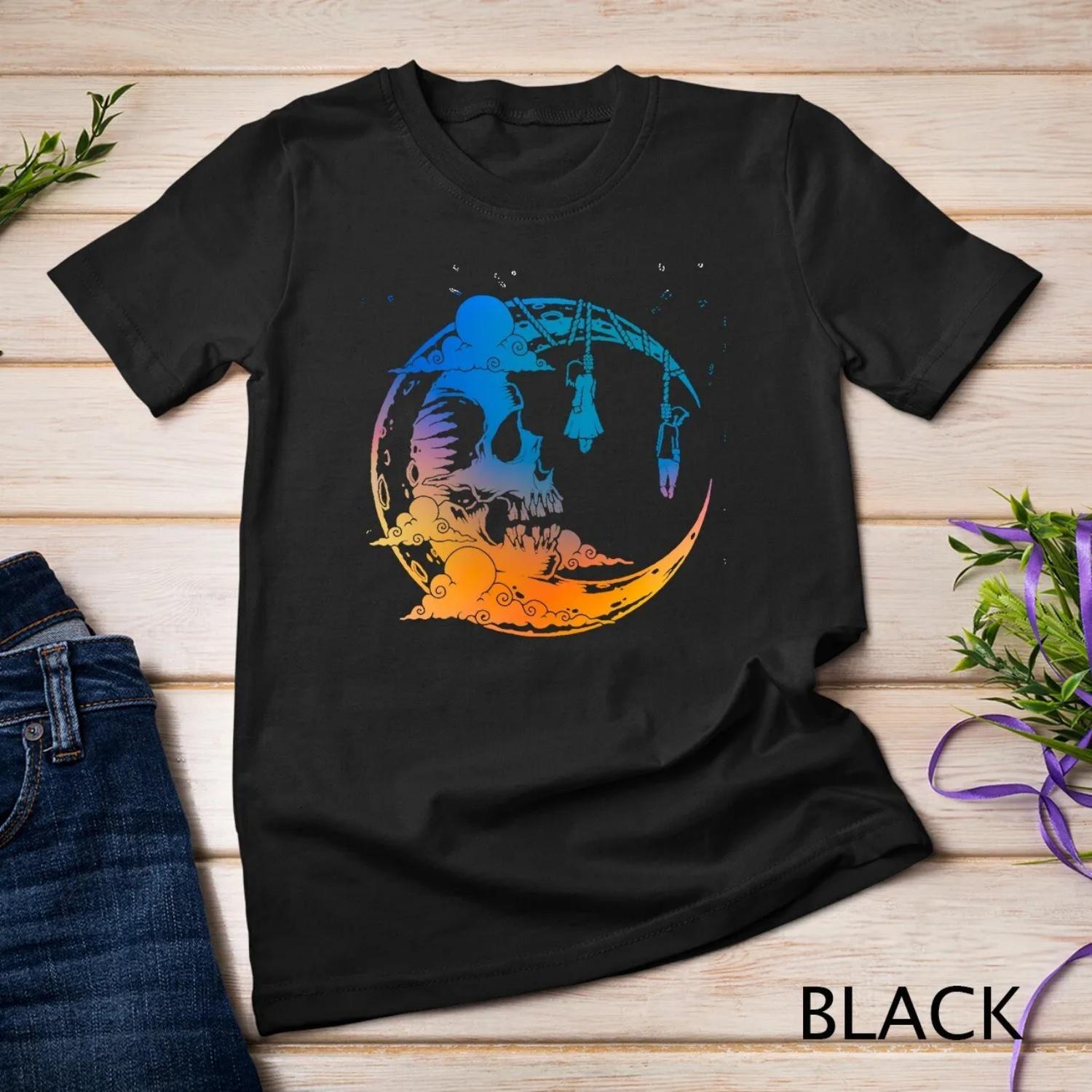 Skull Moon Phases Pastel Goth Gothic Occult Wicca Hanged T shirt S чёрный