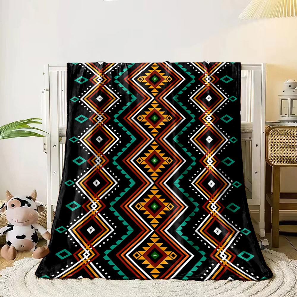 

Geometric diamond shapes with angular lines and vibrant tribal colors. for all seasons blanket lunch break throw gift 80cm x 120cm