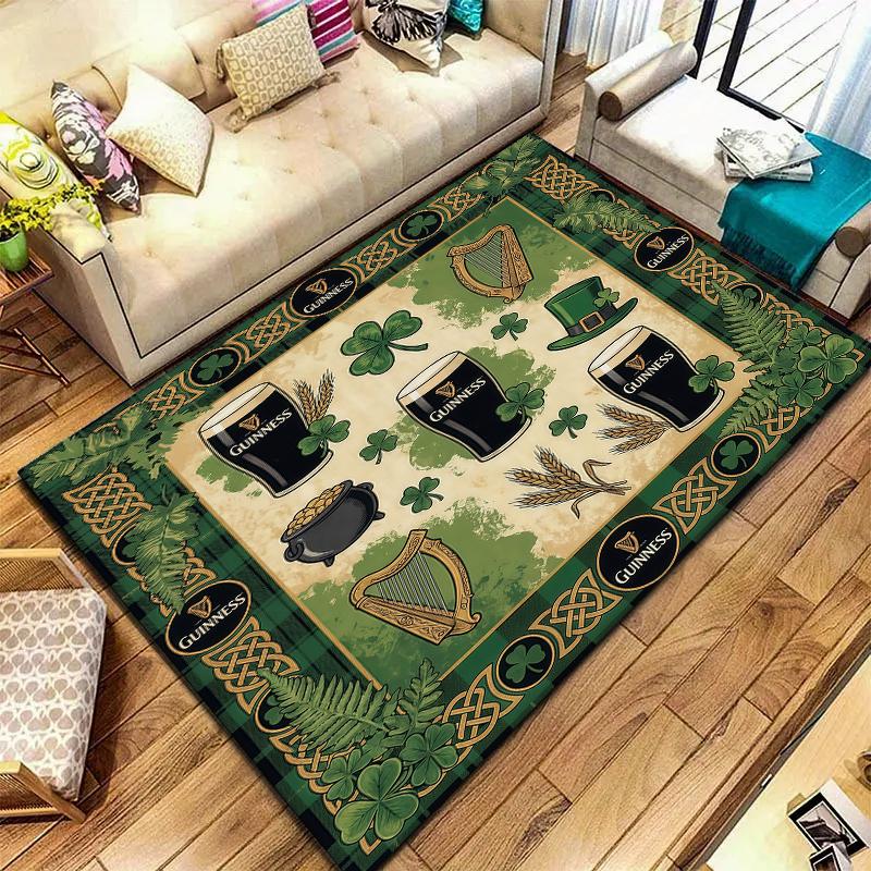 St.Patrick's Day cloverPattern Square Carpet,Area Rug,Carpet Rug for Living Room Bedroom Sofa Playroom Decor,Non-slip Floor Mat,Holiday Birthday Gifts