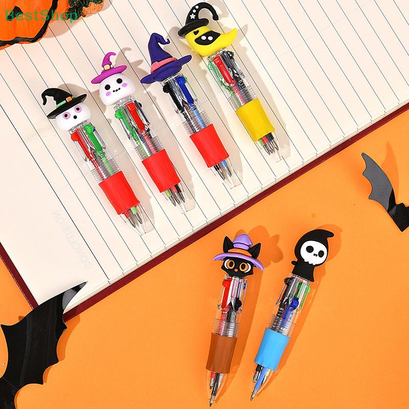 Halloween Theme Four-color Ballpoint Pen,Mini Cartoon Retractable Color Pen Student Stationery