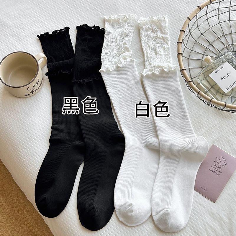 

Lace Stockings With Boots Spring/Summer Knee Socks White Ballet Sweet Calf Socks One size fits all чорний