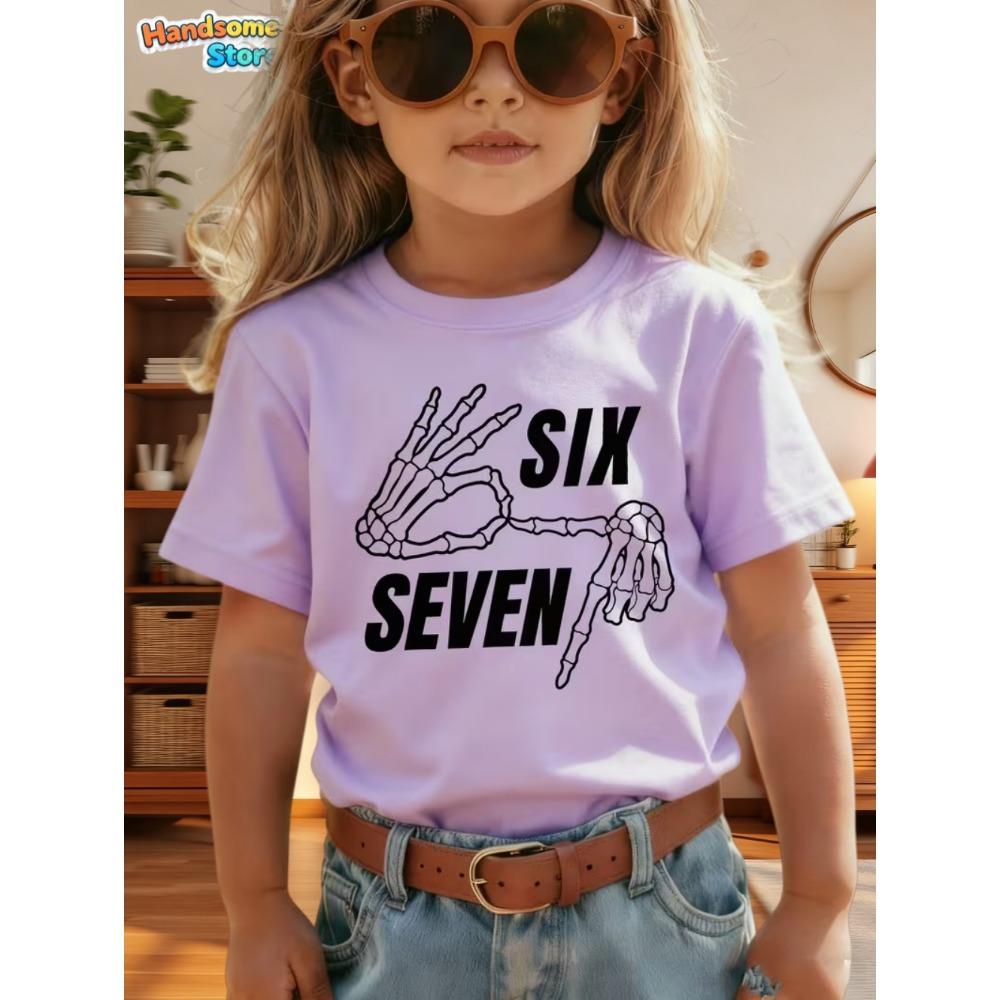 67 Meme T-shirt för Pojkar Flickor Mode Stänkt Bläck 3D-tryck Flickas Kortärmade T-shirts Rundhalsade Toppar Löst Barnkläder