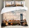 New York City Ponte Archi Dorati Set Biancheria da Letto Stampa 3D Copripiumino Accogliente Taglia King Queen Twin Singolo Regalo di Compleanno Decorazione Camera da Letto