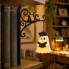 Unique Reading Corner Light Hanging Ghost Book Light, Spooky Iron Bookshelf Decor with Warm Retro Lamp Glow, Gothic Ambient Lighting for Halloween