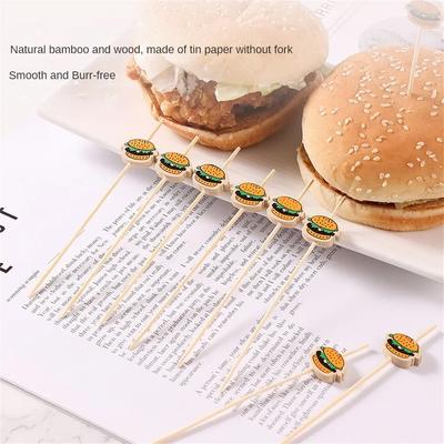 100/200Pcs-Disposable Bamboo Skewer Pearl Cocktail Buffet Food Hamburger Garnish Fruit Forks For Wedding Birthday Party Decor