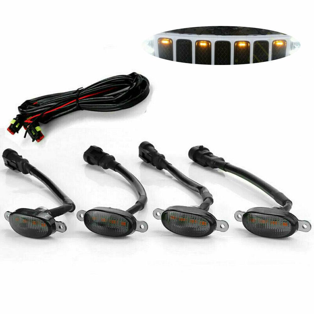 4 шт. Светодиодная подсветка передней решетки для Jeep Grand Cherokee 2003-2004, решетка в стиле Raptor