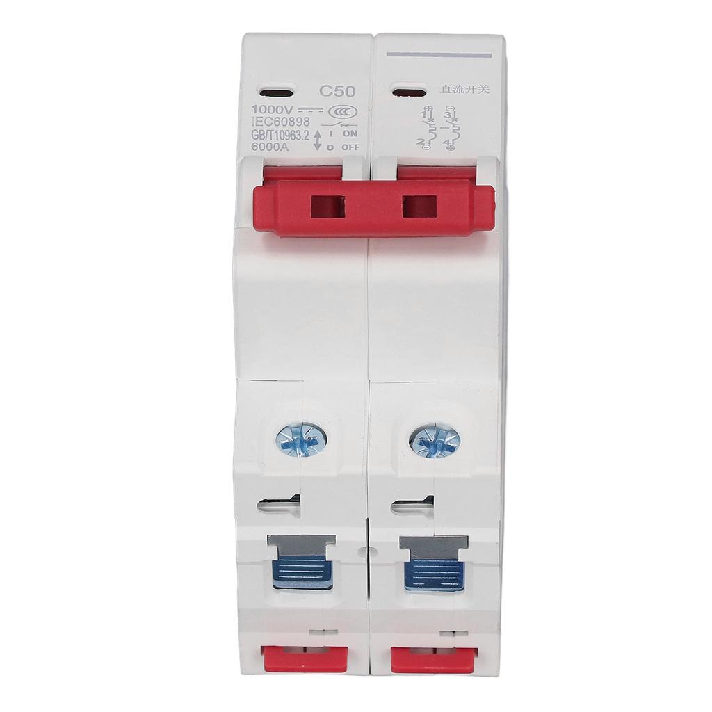 DC Miniatur-Leistungsschalter 2P Solar-PV-System 50A DIN-Schienenmontage DC1000V 6000A Segmentiertes Schaltvermögen DZ47 63Z C50