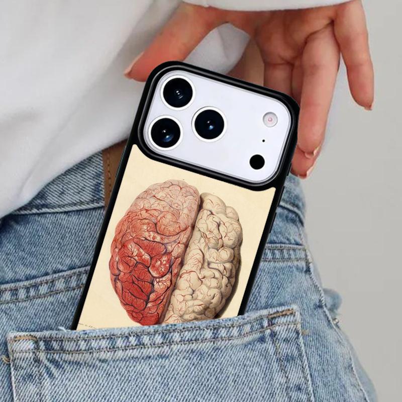 Human Organs Brain Phone Case for iPhone 16e 15 14 13 12 17 Pro Max Plus Air 17pro Cover Coque