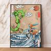 Pokemon Gyarados and Koi Leaping Dragon Gate Decorative Painting Traditional Art - Style Mural Unique Gift for Anime Lovers