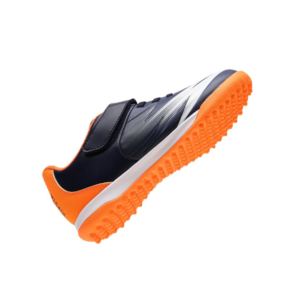 DECATHLON Cushioning Rebound Cushioning Rebound Low top Kids' Soccer Shoes Dark Navy Blue/Electric Orange 8968077