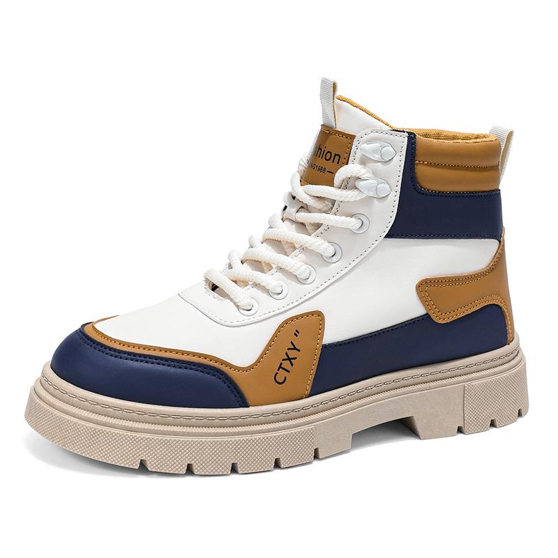 Men's Boots Four Seasons Soft Sole Non-slip Comfort Casual Boots Fashion High-top Outdoor Boots Male's British Sports Work Boots