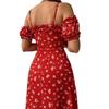 Women's Floral French Midi Dress: Sexy Slim Fit with Adjustable Straps, Available in 5 Colors and Sizes.