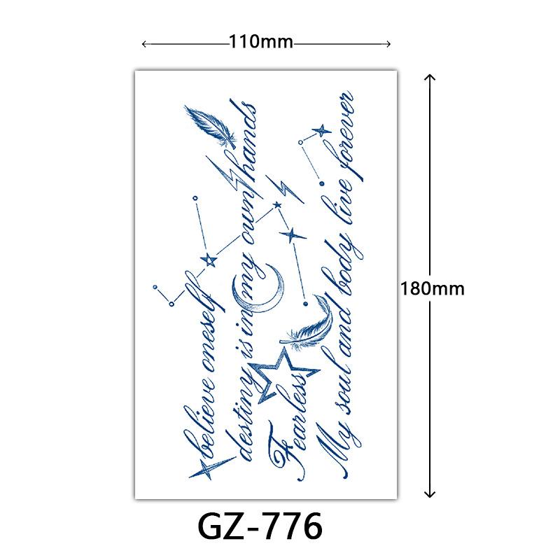Tattoo-Aufkleber mit Fruchtsaft, Tattoo-Aufkleber mit Kräutern, semi-permanente Tattoo-Aufkleber mit englischen Buchstaben