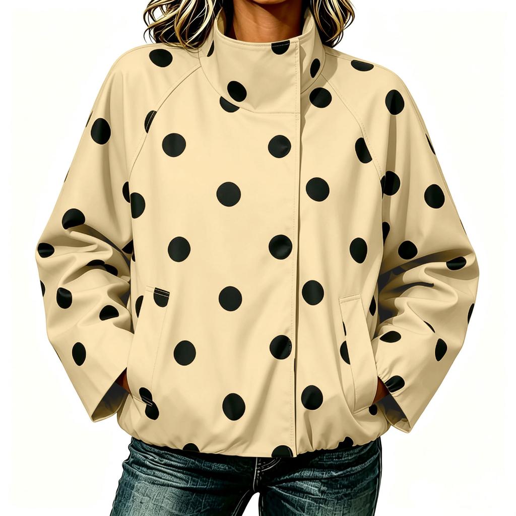 Women's Polka Dot Print Jacket Street Casual Outerwear