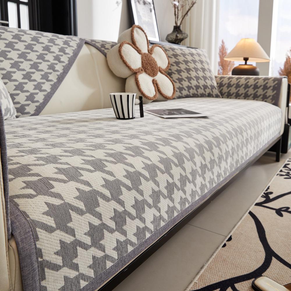 Houndstooth Nordic High Sense Chenille Sofa Cushion Four Seasons Universal Seat Cushions Non-Slip Leather Sofa Cover Cover Cloth