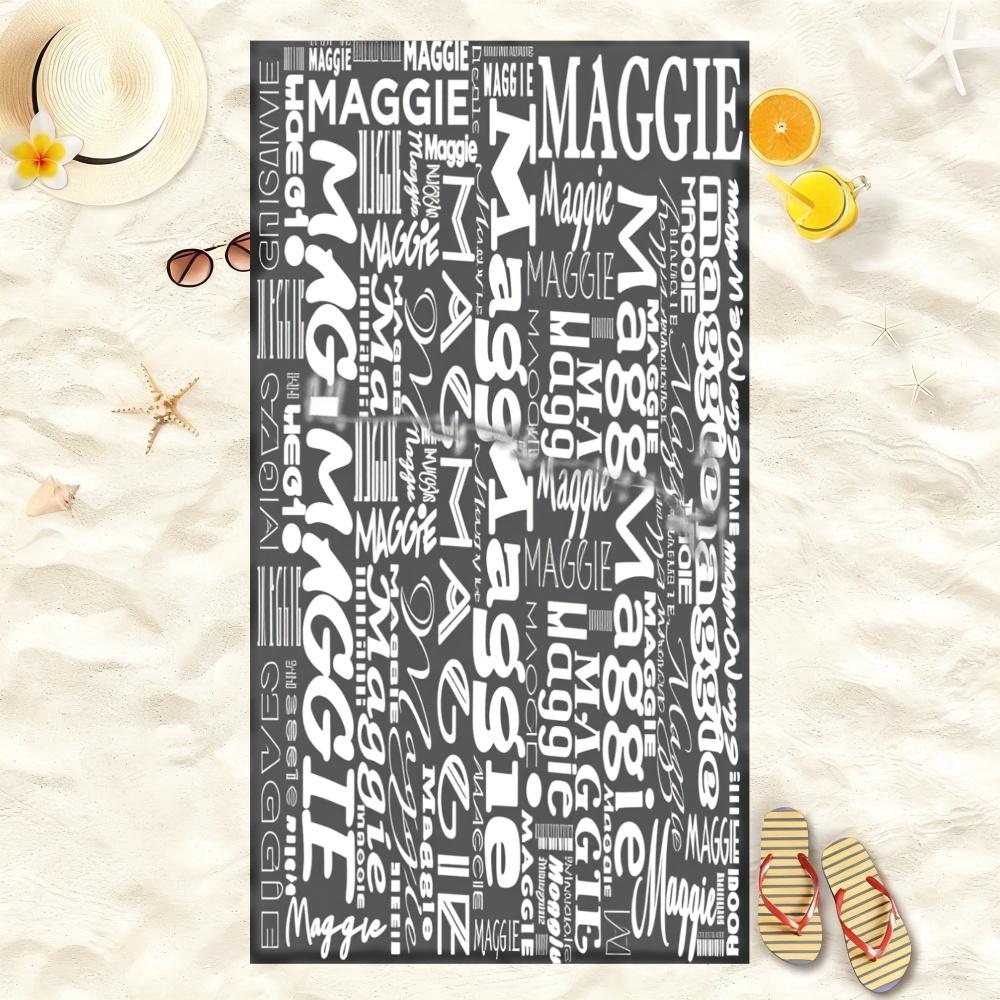 Coastal Wave Floral Letter Beach Towel Oversized Soft Microfiber Bath Towel For Beach Party Swimming Holiday Gym Towel