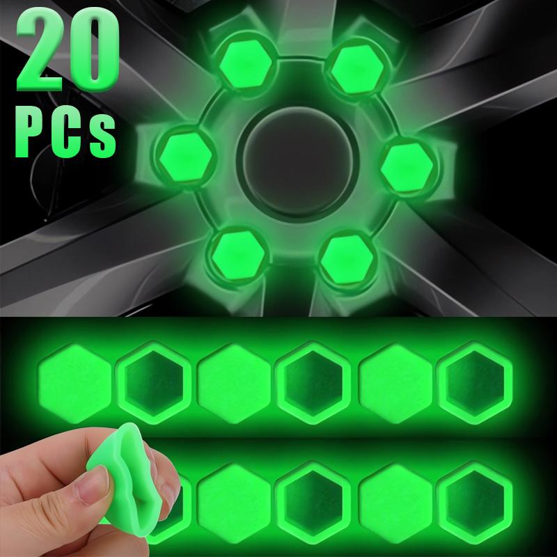 20PCS 17/19/21MM Luminous Car Wheel Nut Screw Caps Silicone Anti Collision Protective Wheel Tire Tyre Screw Rust Proof Cap