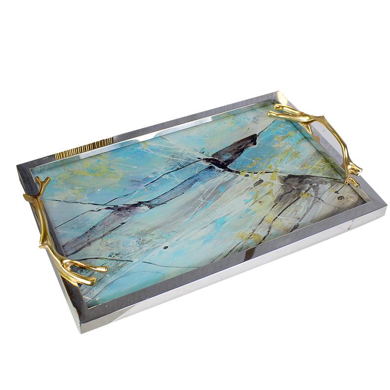 

Европейский столовый поднос, украшение, бытовой чайный поднос, чайный сервиз, гостиная, нержавеющая сталь, скандинавский прямоугольный поднос