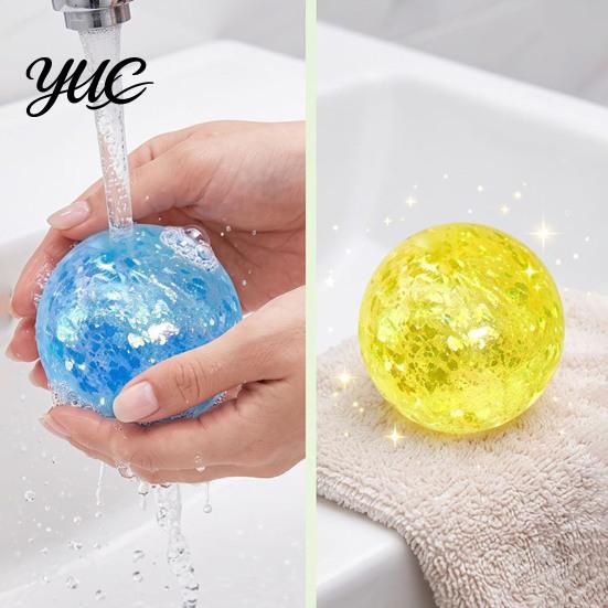 Hand Therapy Exercise Balls Coconut Oil Stress Relief Balls, Squishy Glitter with Colorful Sequins, Office Desk Toys Slow Rising Fidget Toy,