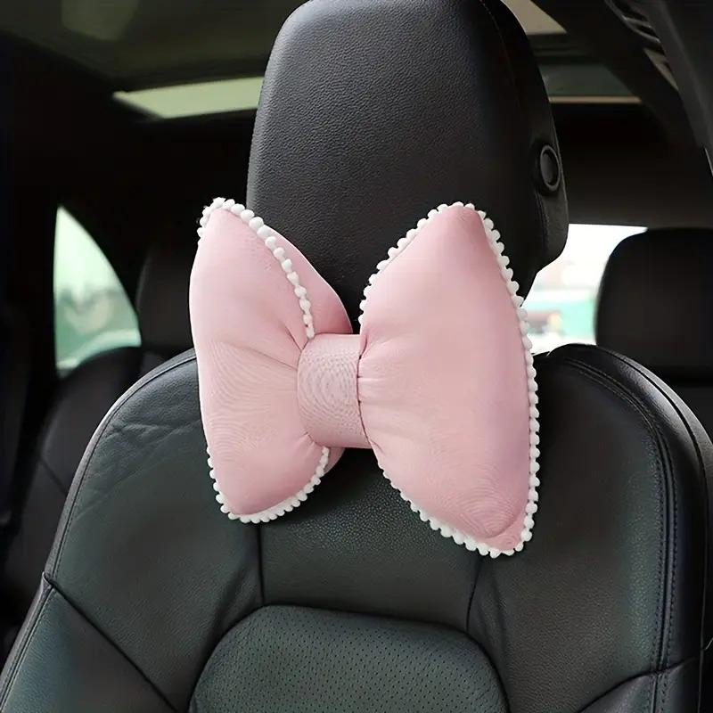 1pc Fashion Pink Ice Silk Neck Pillow Car Summer Breathable Cool Pillow Headrest Women Four Seasons Car Interior Accessories
