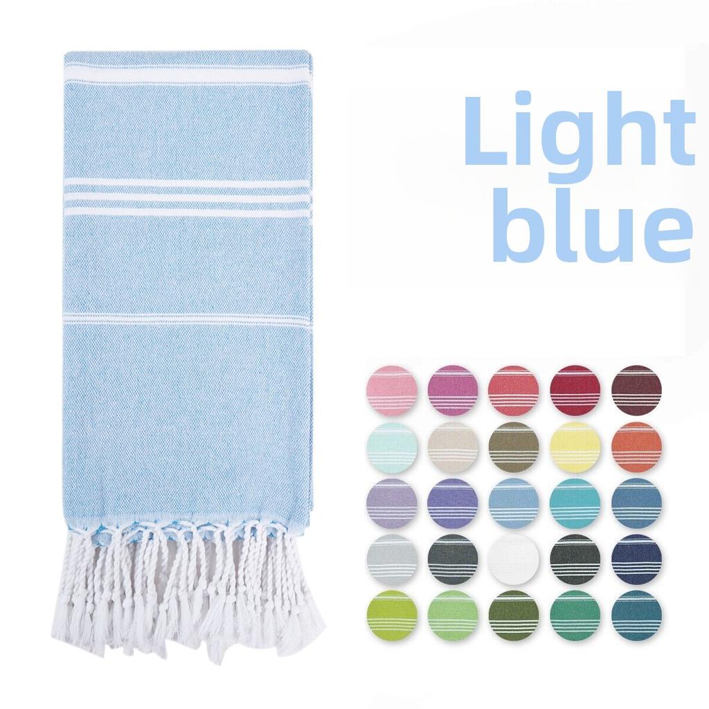 Woven Cotton Blanket Outdoor Blanket Foreign Trade  Beach Towel Color Bath Towel Tassel Striped Polyester Cotton Beach Towel