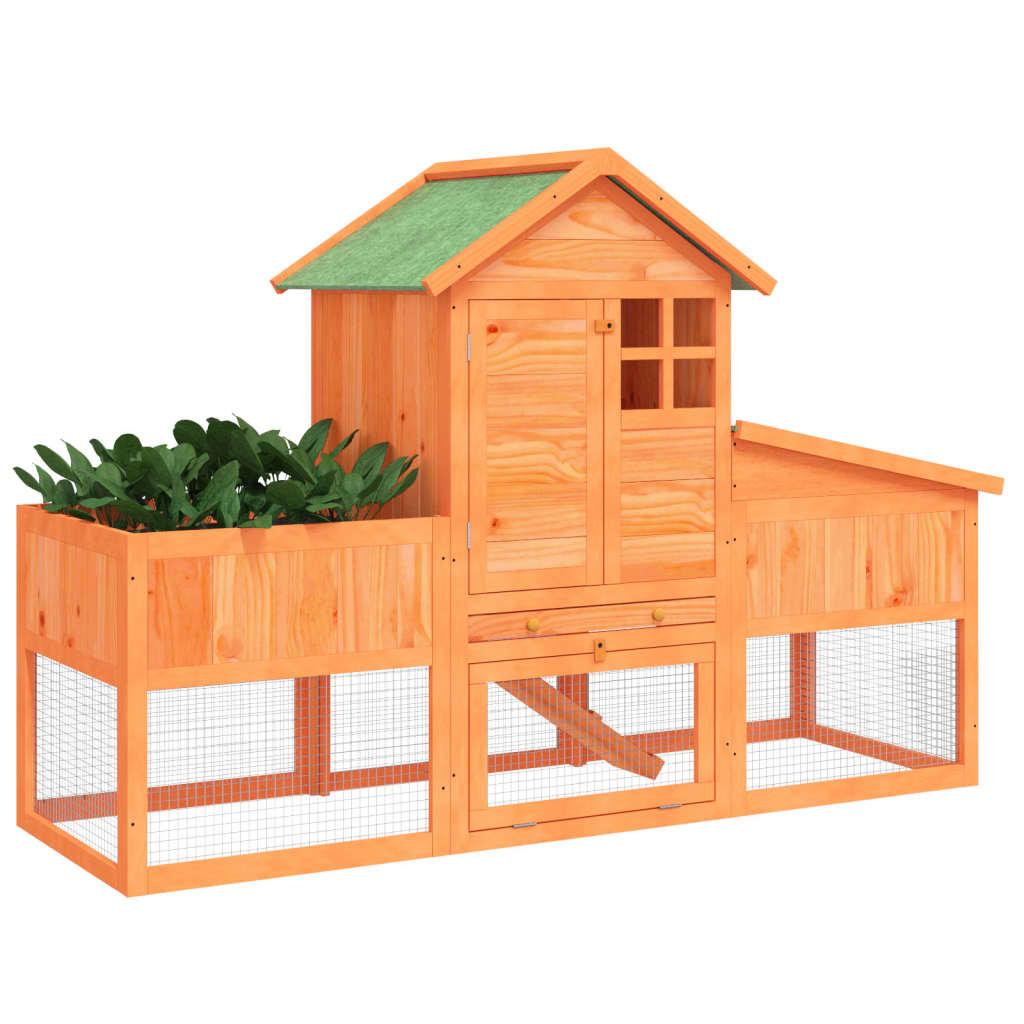 Vidaxl Rabbit Cage, Brown, 170X63X113 Cm, Pine Wood
