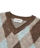 CUZNELLO Blend Argyle V-Neck Knit_Brown