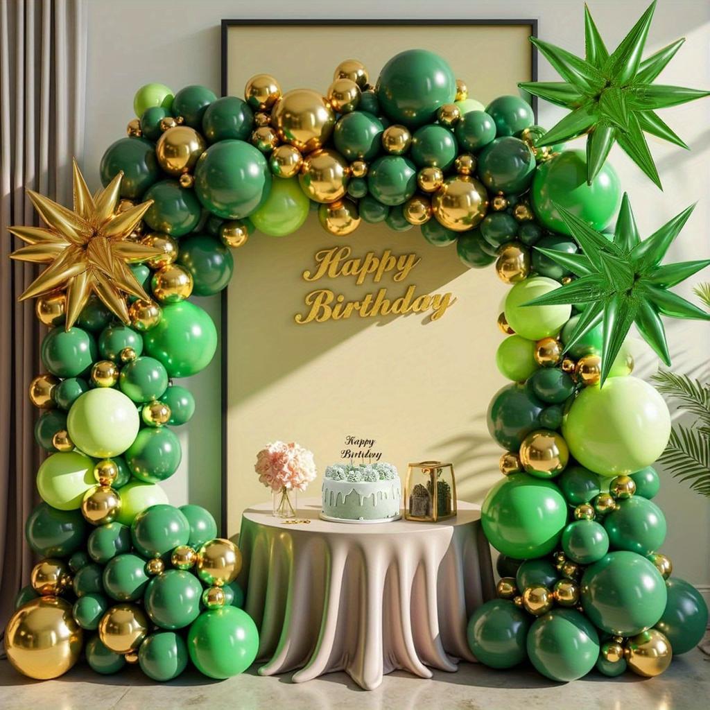 128pcs Green and Gold Balloon Arch Kit Birthday Party Wedding St. Patrick's Day Graduation Jungle Party Decoration