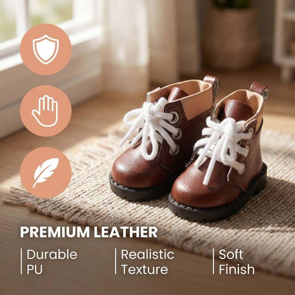 1 Pair Casual Wear Doll PU Leather Shoes PU Leather 20cm Doll Leather Boots  DIY Doll