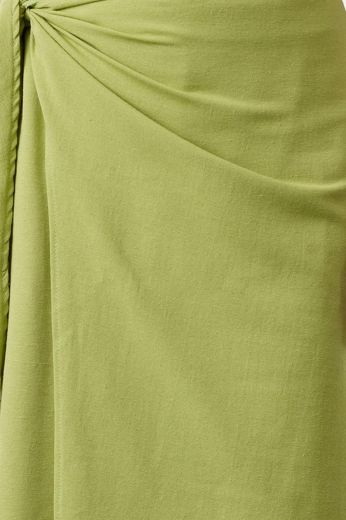 Women's Fashion Cinnamon Double Breasted Tie Detailed Woven Linen Look Skirt