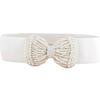 Women Pearl Bow Belt Elegant Wide Elastic Waist Cincher Fashion Accessory Dress Sash Wedding Party Waistband Stylish Adjustable All-Match Solid Color