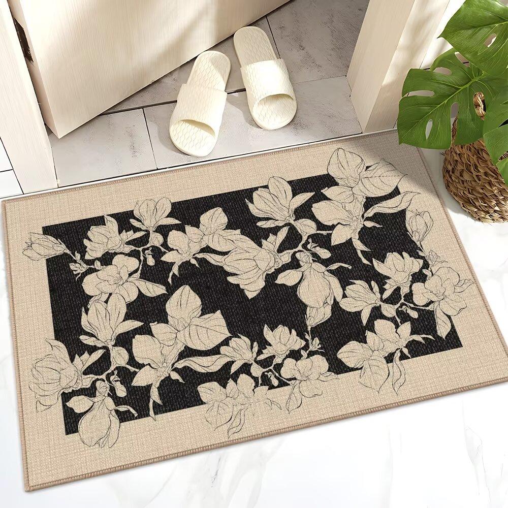 French Linen Entrance Door Porch Floor Mat Bathroom Toilet Door Dirt-Resistant Non-Slip Strong Absorbent Foot Pad Carpet