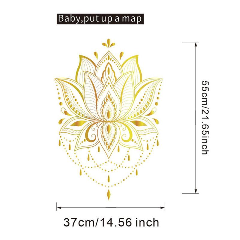 European Style Golden Lotus Wall Sticker for Kids Room Bedroom Living Room Home Wall Decoration