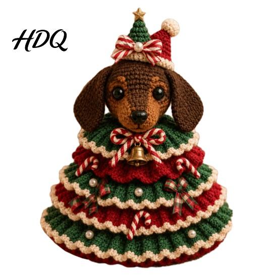 Decoración de Árbol de Navidad Hecha a Mano Kit de Ganchillo de Animales DIY Vaca de las Highlands Linda Paso a Paso Guía de Tejido Perro Salchicha Gato Kit de Manualidades para Principiantes Festivo