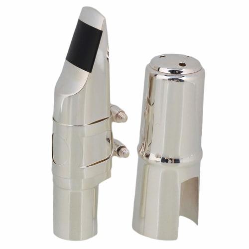 Yibuy Mouthpiece for B Flat Soprano Saxophone #7, 75mm Length, Nickel Plated, Delicate Design, Resistant To Deformation, Silver