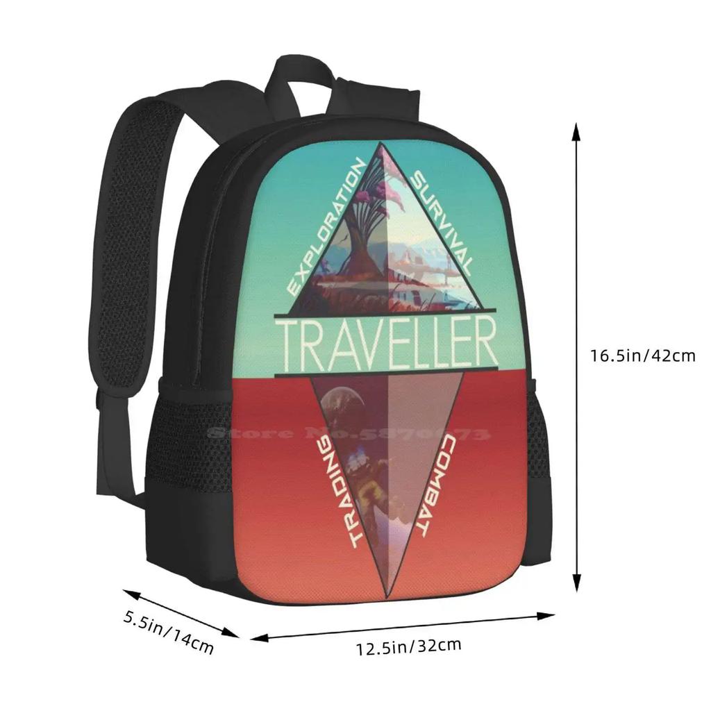 Traveller Teen College Student Backpack Pattern Design Bags Traveller Traveler No Mans Sky Atlas Explore Exploration Survive