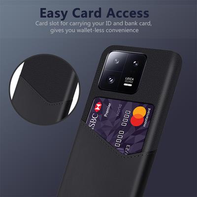 For Xiaomi 13 Pro 5G Cloth Texture PU Leather Coated PC Case Anti-scratch Card Holder Phone Cover