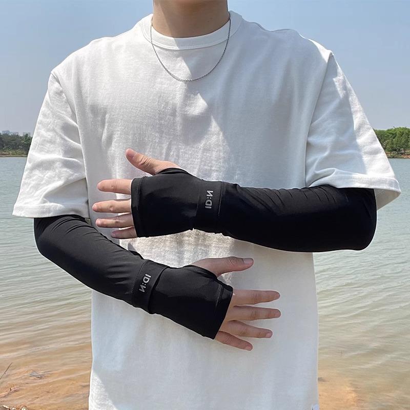 Men's Cool Ice Silk Arm Sleeves - Sun Protection, Loose Fit for Summer & Fishing, Plus Size