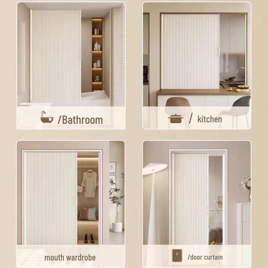 Magnetischer Falt-Duschvorhang: Winddicht, Badezimmer-Trennwand ohne Bohren & Toilettentürvorhang