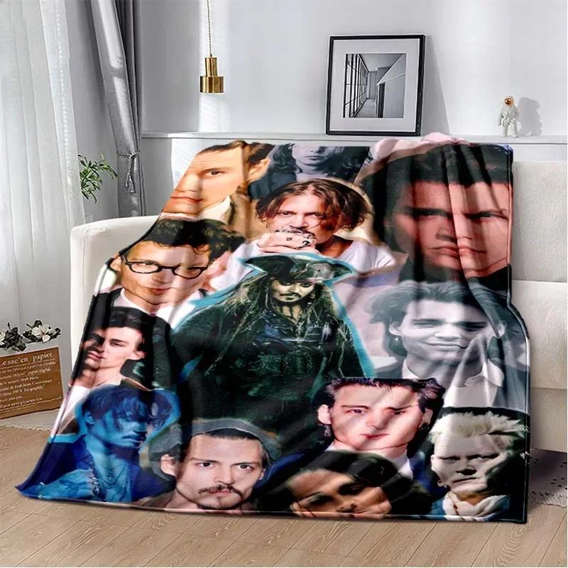 Johnny Depp Pattern Throw Blanket Light Weight Blanket for Living Room Bedroom Kidsroom Warm Blanket Christmas Gift