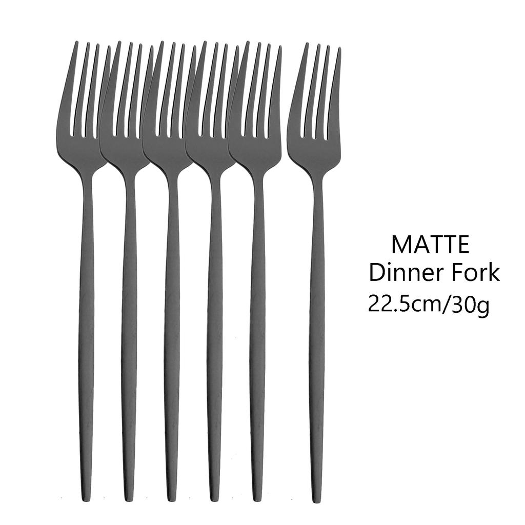 6Pcs Matte Stainless Steel Dinner Fork Set Cutlery Gold Silverware Kitchen Flatware Western Dinnerware Restaurant Table Forks