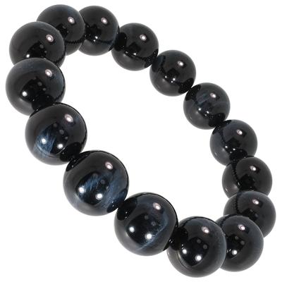 Shinjuku Ginnokura 3A Grade Blue Tiger Eye 14mm Bracelet Length L Natural Stone Power Stone Blue Tiger Eye Stone Eye Money Luck Work Luck Talisman
