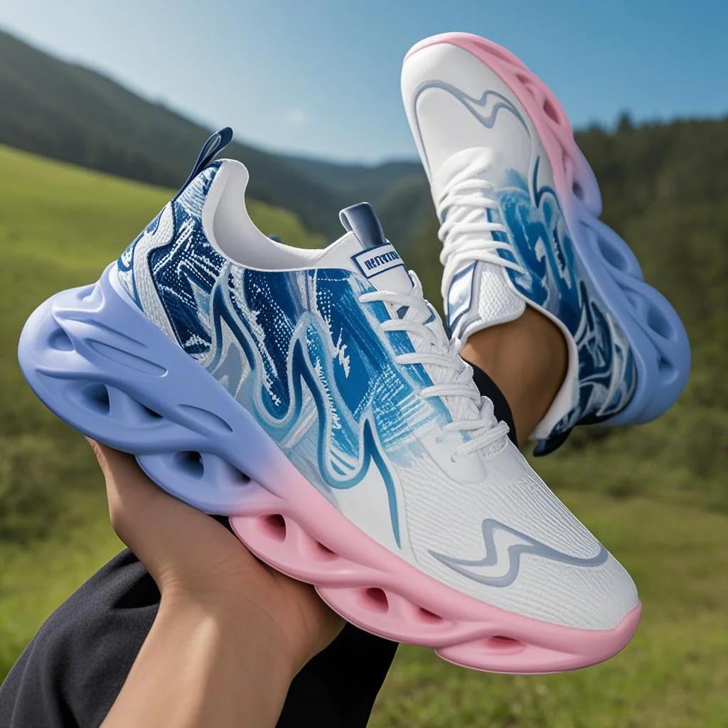 Fashion Unisex Running Shoes Men Women Lightweight Mesh Breathable Comfortable Flat Soft Tennis Shoes Summer Lace-up Sneakers Man Male