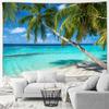 Seaside Beach Tapestry Island Coconut Tree Sunbed Hawaii Ocean Landscape Fabric Home Living Room Garden Decoration Wall Hanging