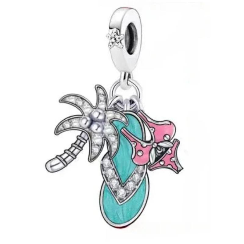 Copper Pink Ballet Shoes Skates Pendant Charms Fit Original Bracelet Necklace Jewelry Making For Women Gift