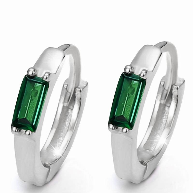 

CAOSHI Fashion Gold Color/Silver Color Hoop Earrings for Women Green Geometric Cubic Zirconia Accessories Metallic Party Jewelry