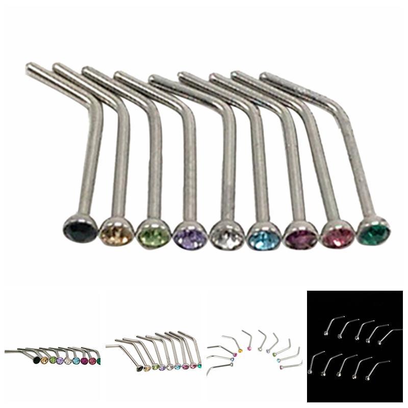 10 Stück Strass Edelstahl Schraube Nase Hoop Ring Stud Body Piercing Schmuck